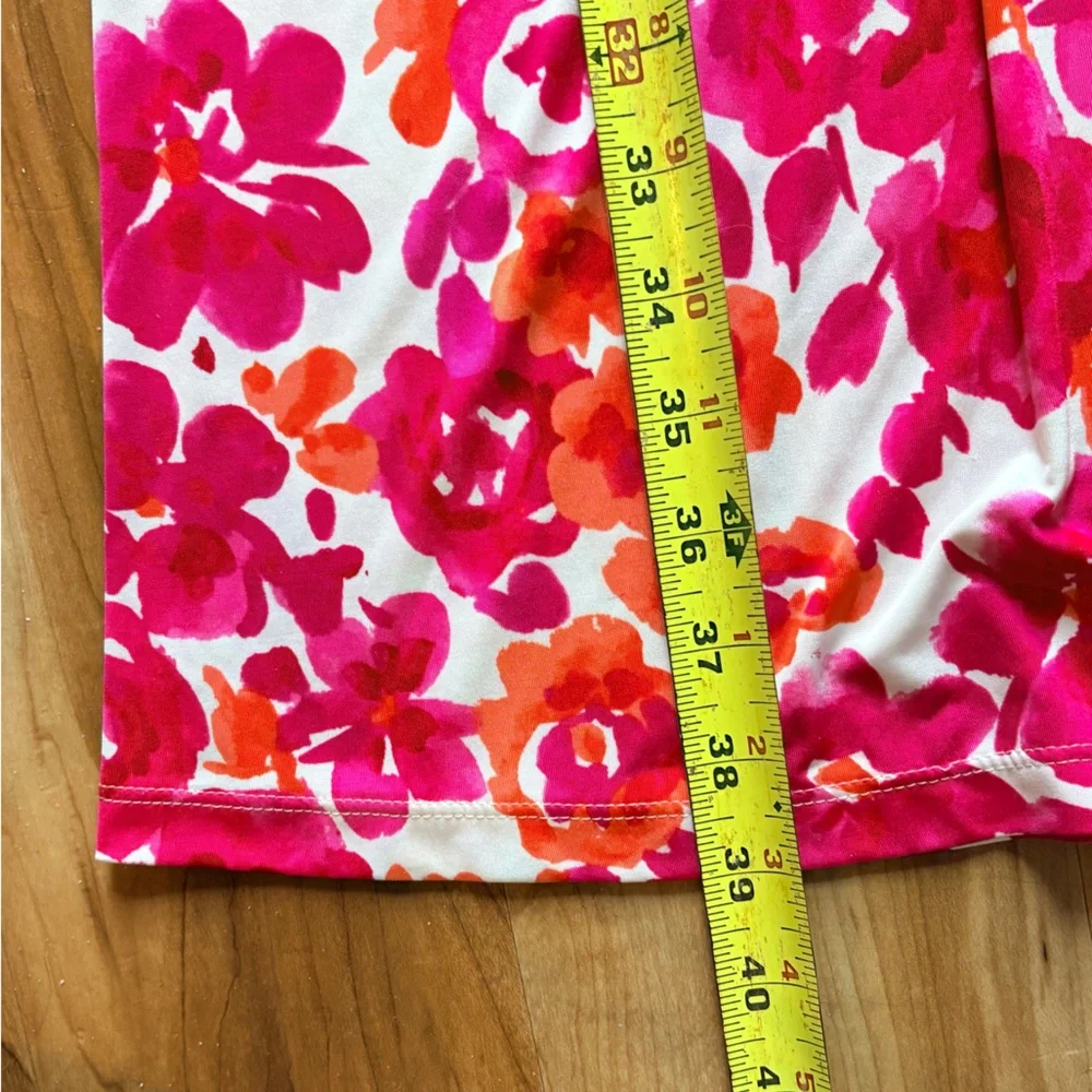 CHAPS Pink Floral Surplice V-Neck A-Line Dress Large - Picture 9 of 9